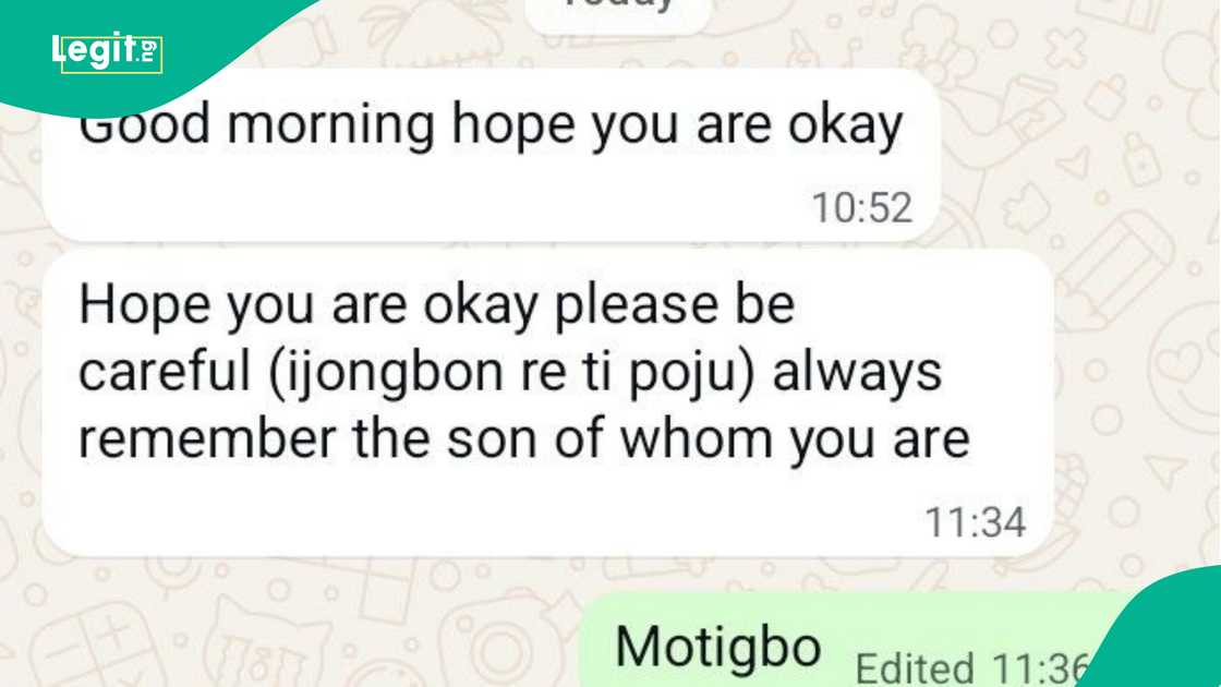 Nigerians revisit Kola Onifoto's WhatsApp chat with his mother days before he died in lone Lagos crash with his bike Nigerians revisit Kola Onifoto's WhatsApp chat with his mother days before he died in lone Lagos crash with his bike