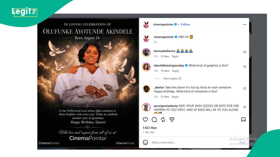 Fans blast Instagram page over birthday flyer for Funke Akindele. Fans blast Instagram page over birthday flyer for Funke Akindele.