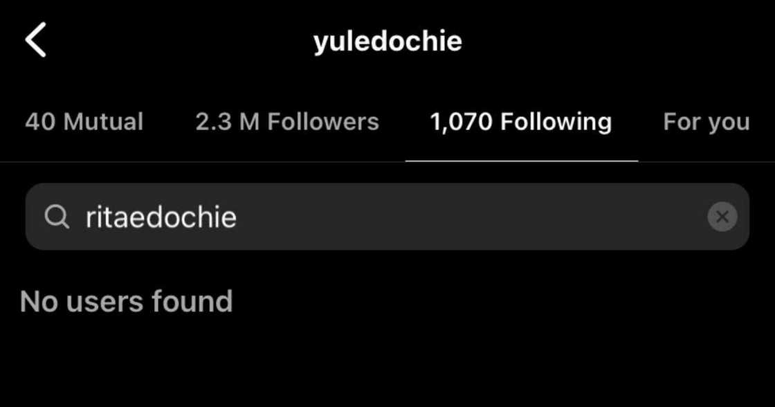 Yul Edochie reportedly unfollows Rita Edochie.