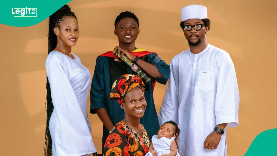 A man graduates with family, shares he also got married and became a father