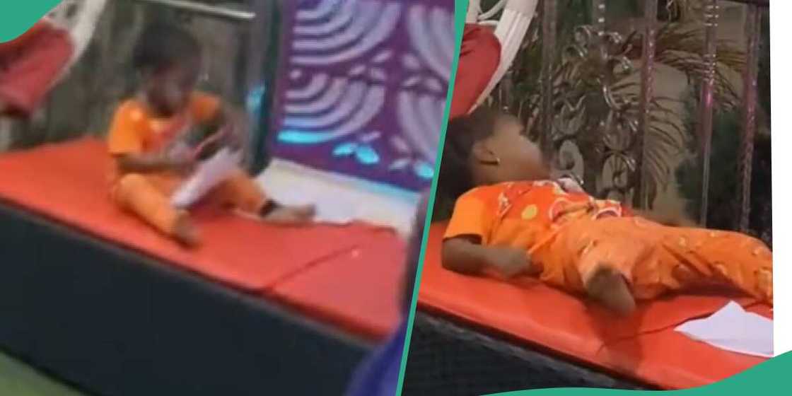 Little girl resting after reading Little girl resting after reading