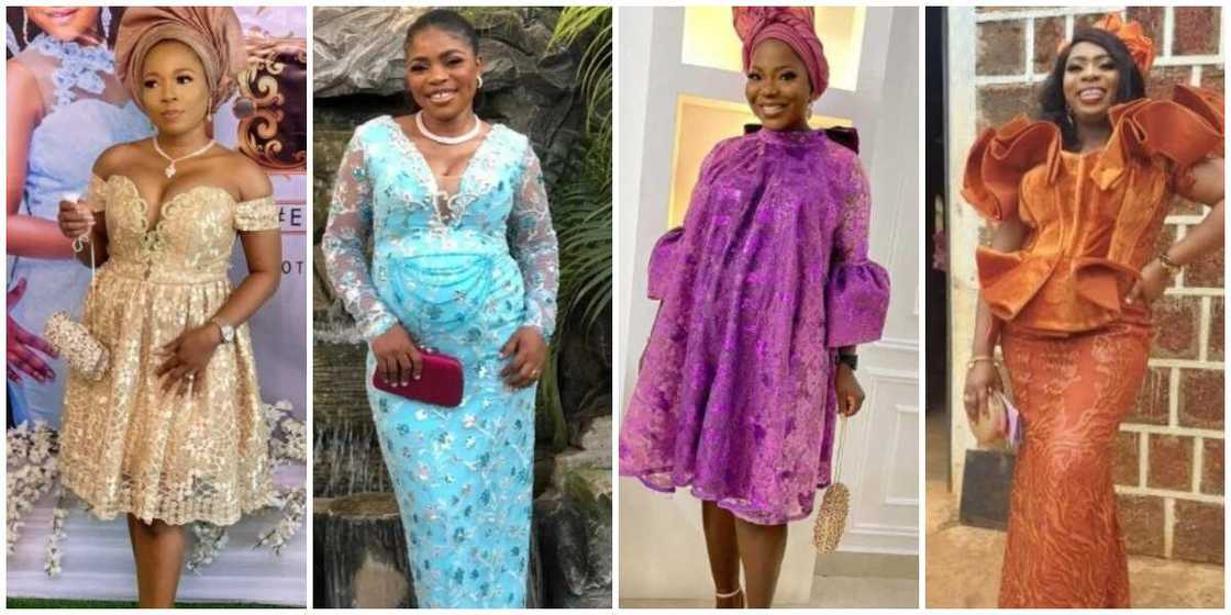 Photos of pregnant women in asoebi looks. Photos of pregnant women in asoebi looks.