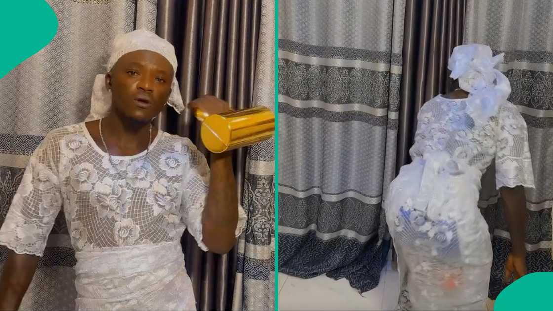 Portable dresses up like a woman to promote 'Sope Purr' song after dragging Bobrisky for being a crossdresser. Portable dresses up like a woman to promote 'Sope Purr' song after dragging Bobrisky for being a crossdresser.