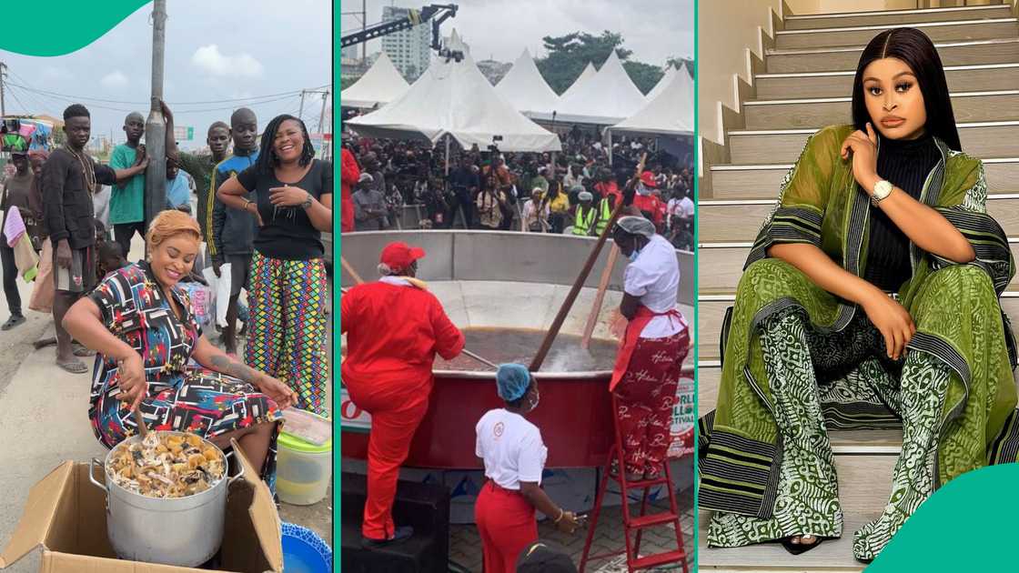 Netizens draw comparison between Hilda Baci's cookathon and Sarah Martins' free food. Netizens draw comparison between Hilda Baci's cookathon and Sarah Martins' free food.
