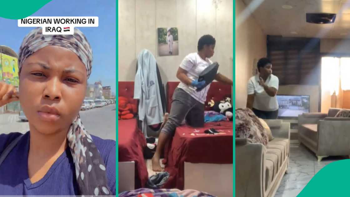 Lady shows job she is doing in Iraq. Lady shows job she is doing in Iraq.