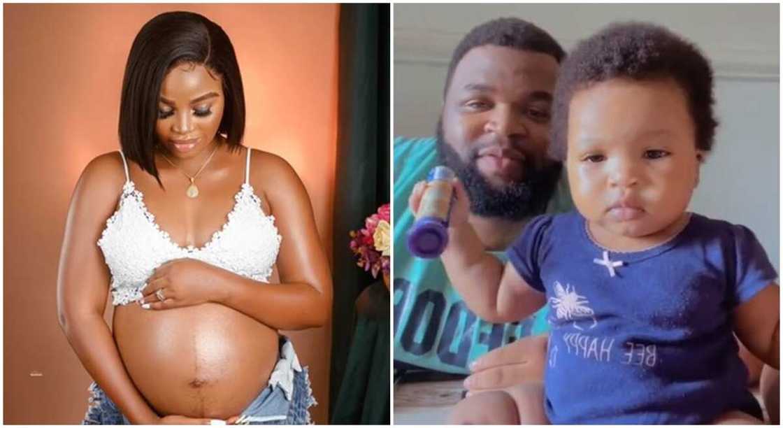 Photos of Nigerian mum, Stephny Ike, her husband and daughter as she shows off her baby bump. Photos of Nigerian mum, Stephny Ike, her husband and daughter as she shows off her baby bump.