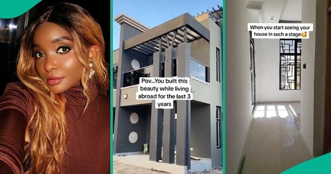 Lady who travelled abroad three years ago shows off new mansion. Lady who travelled abroad three years ago shows off new mansion.