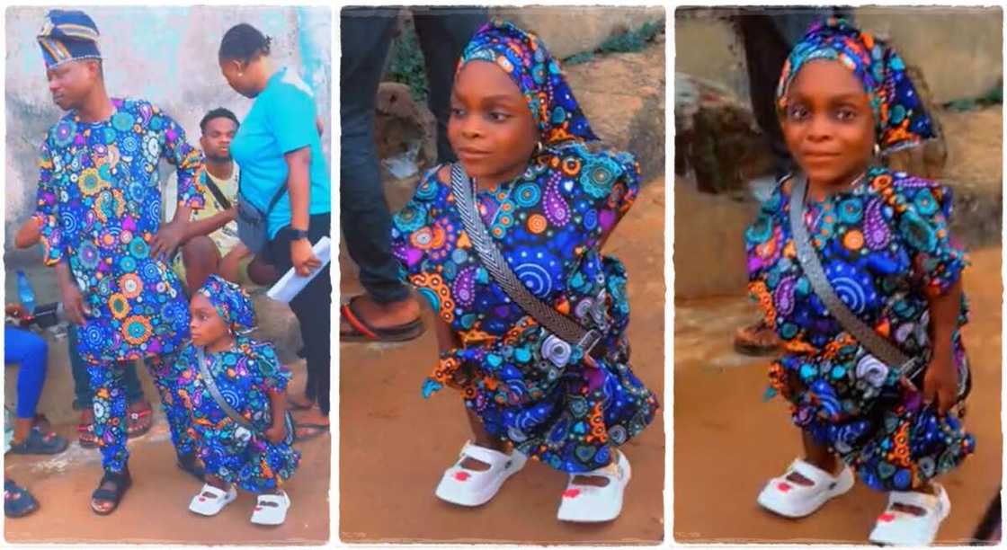 Photos of a smallish lady in matching attire with a man. Photos of a smallish lady in matching attire with a man.