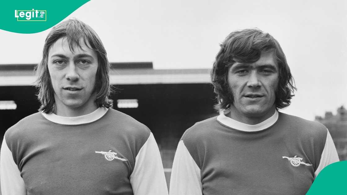Arsenal, Charlie George, Peter Simpson, Premier League, Football, London, England. Arsenal, Charlie George, Peter Simpson, Premier League, Football, London, England.