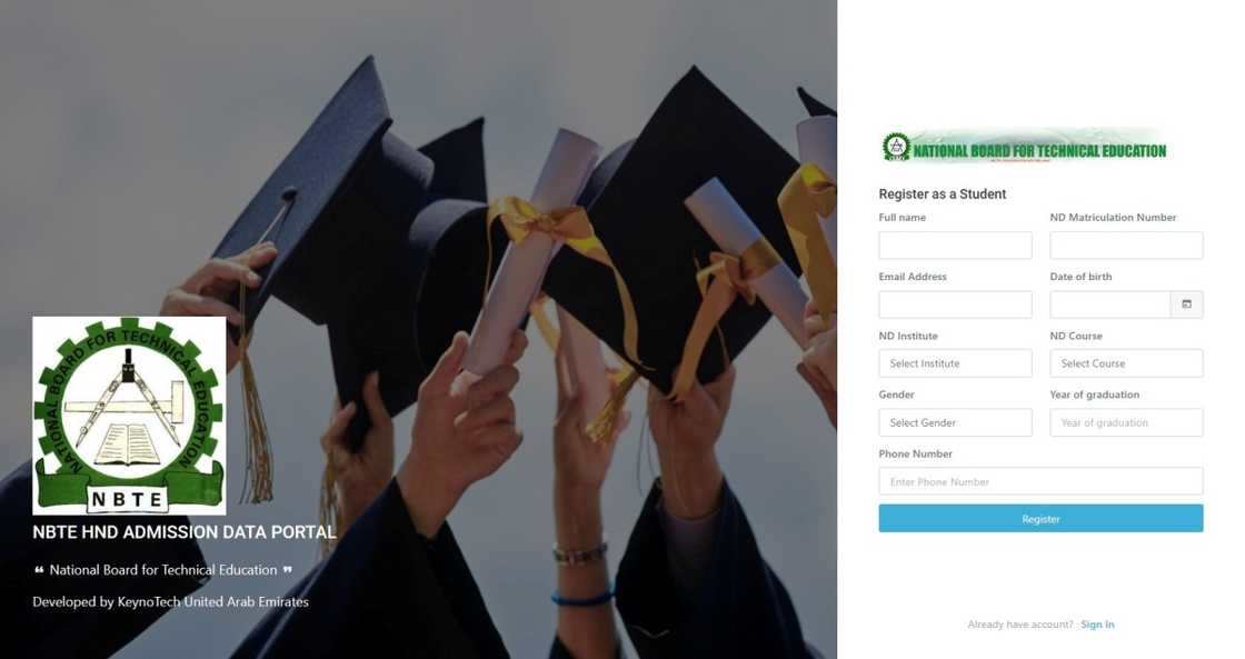 A screenshot of the National Board for Technical Education (NBTE) HND admission portal. A screenshot of the National Board for Technical Education (NBTE) HND admission portal.
