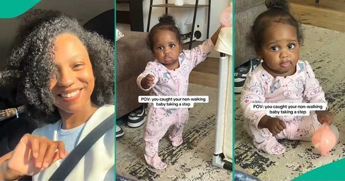 Mum in awe as she sees her toddler walking Mum in awe as she sees her toddler walking