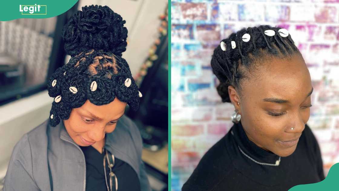 Cowrie-adorned loc bun Cowrie-adorned loc bun