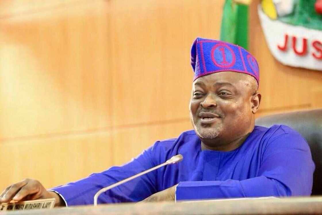 Mudashiru Obasa presiding over a plenary of the Lagos state House of Assembly Mudashiru Obasa presiding over a plenary of the Lagos state House of Assembly