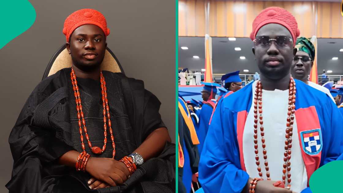 Youngest Yoruba king Oba Oloyede Adekoya Akinghare II celebrates his 2026 ABUAD graduation.