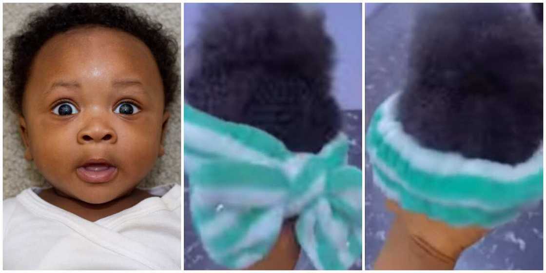 Photos of a stock baby model and screenshots of the wigs. Photos of a stock baby model and screenshots of the wigs.