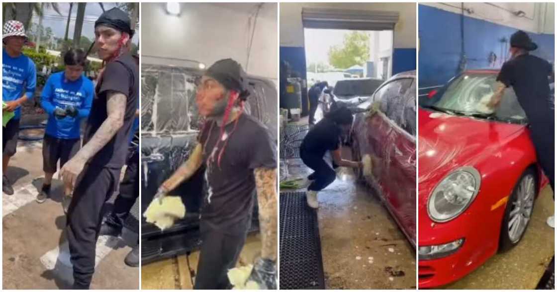 Rapper 6ix9ine, 26th birthday, washes cars on his birthday, car wash Rapper 6ix9ine, 26th birthday, washes cars on his birthday, car wash