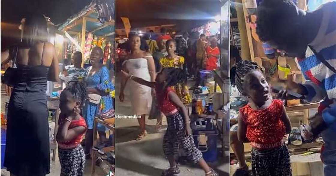 Little girl hustles for mum, smart girl, Christmas village Little girl hustles for mum, smart girl, Christmas village