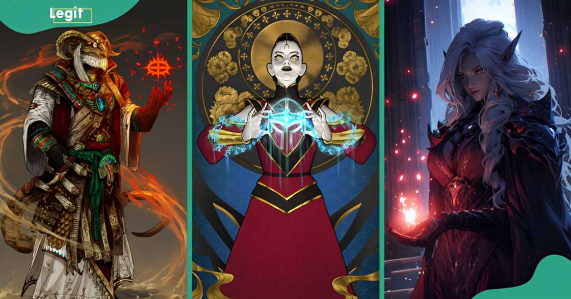 Illustrations of DnD characters; Voris Mortrin, Nybor the Zulkir of Enchantment and a Female Drow Wizard casting spells. Illustrations of DnD characters; Voris Mortrin, Nybor the Zulkir of Enchantment and a Female Drow Wizard casting spells.