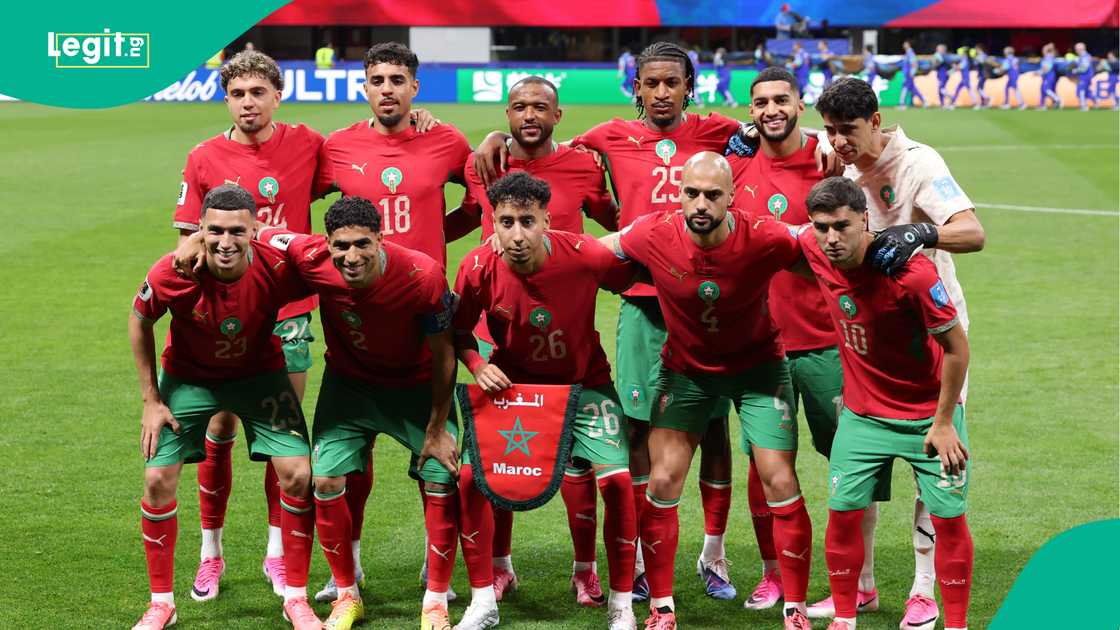 Morocco players pose for a team photograph before the match against Haiti. Photo by Kevin Cox