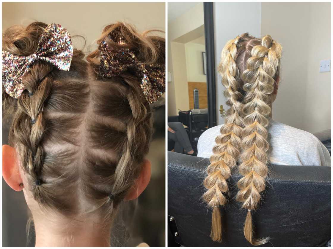 Double pull-through braids Double pull-through braids