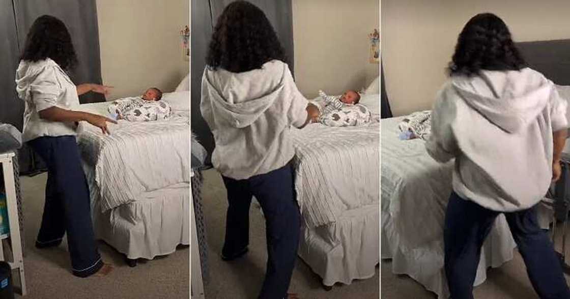 Mum dances for baby, sweet video