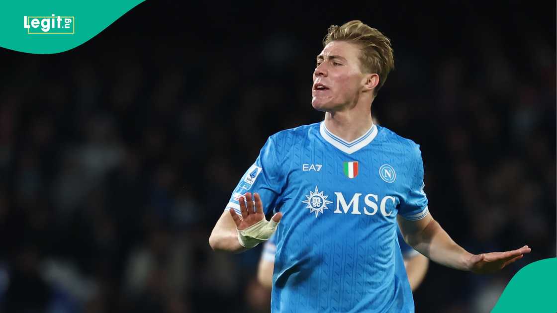 Rasmus Hojlund, Napoli, Lecce, Serie A, Italy. Rasmus Hojlund, Napoli, Lecce, Serie A, Italy.