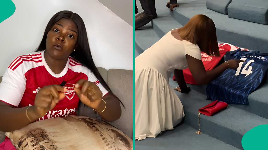 UCL and EPL 2026: Female Arsenal fan enters church with club jerseys to pray for team's success in touching video UCL and EPL 2026: Female Arsenal fan enters church with club jerseys to pray for team's success in touching video