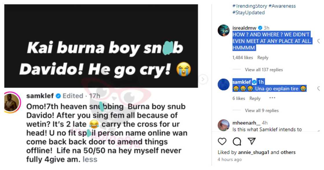 Israel DMW reacts to reports of Burna Boy Snubbing Wizkid