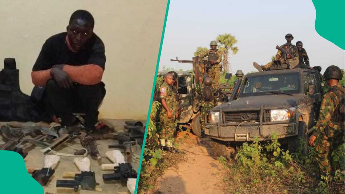 Hoton mutumin da aka kama a wajen da ake kera makamai da sojojin Najeriya