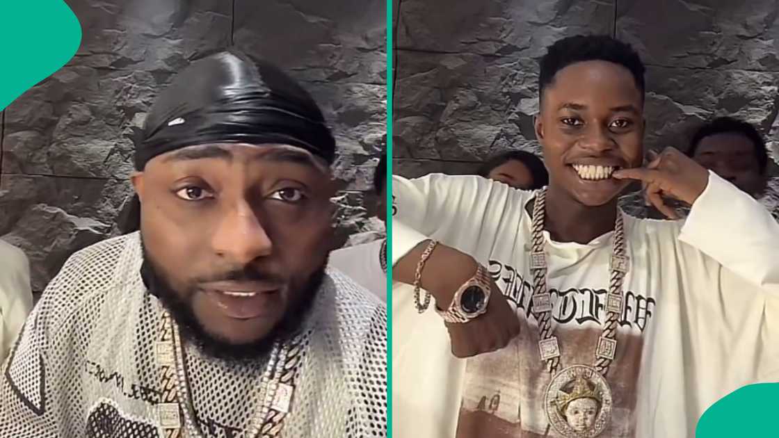 Davido lets Peller, Jarvis and Jo Blaq wear his expensive chain.