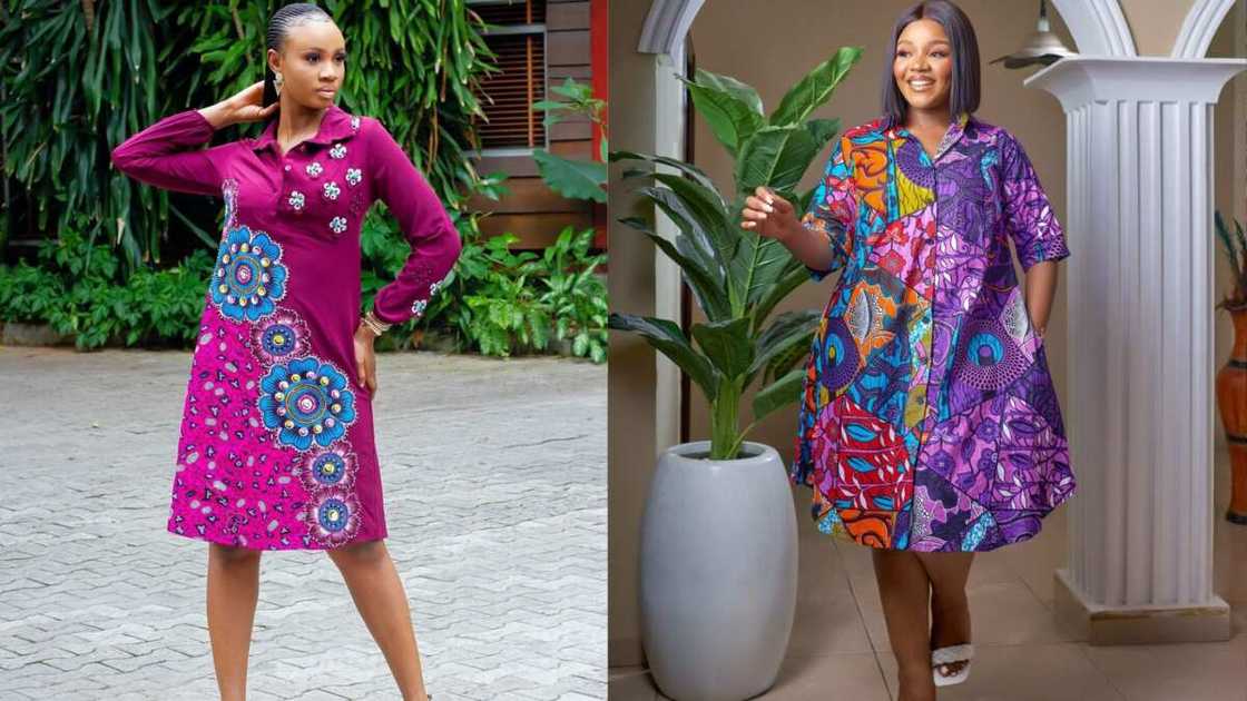 Long Ankara shirt dresses