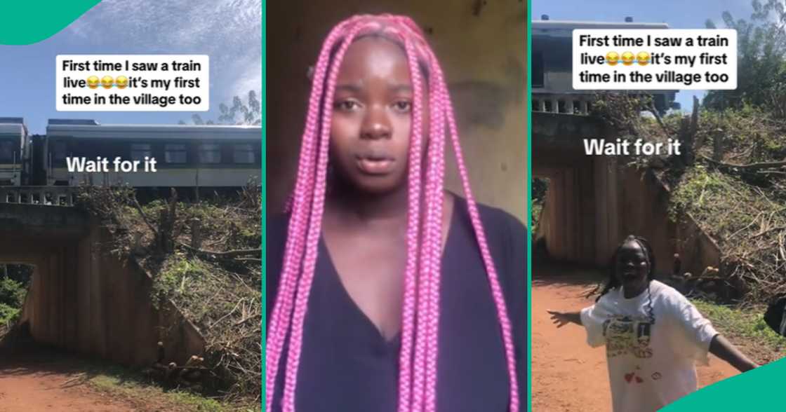Nigerian Lady Rejoices As She Sees Train In Her Village For First Time, Dances In Excitement Nigerian Lady Rejoices As She Sees Train In Her Village For First Time, Dances In Excitement