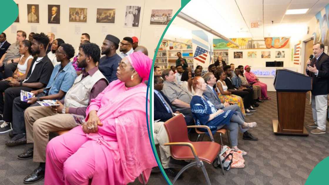 Richard M. Mills, Jr. speaks at the American Center reopening ceremony in Abuja