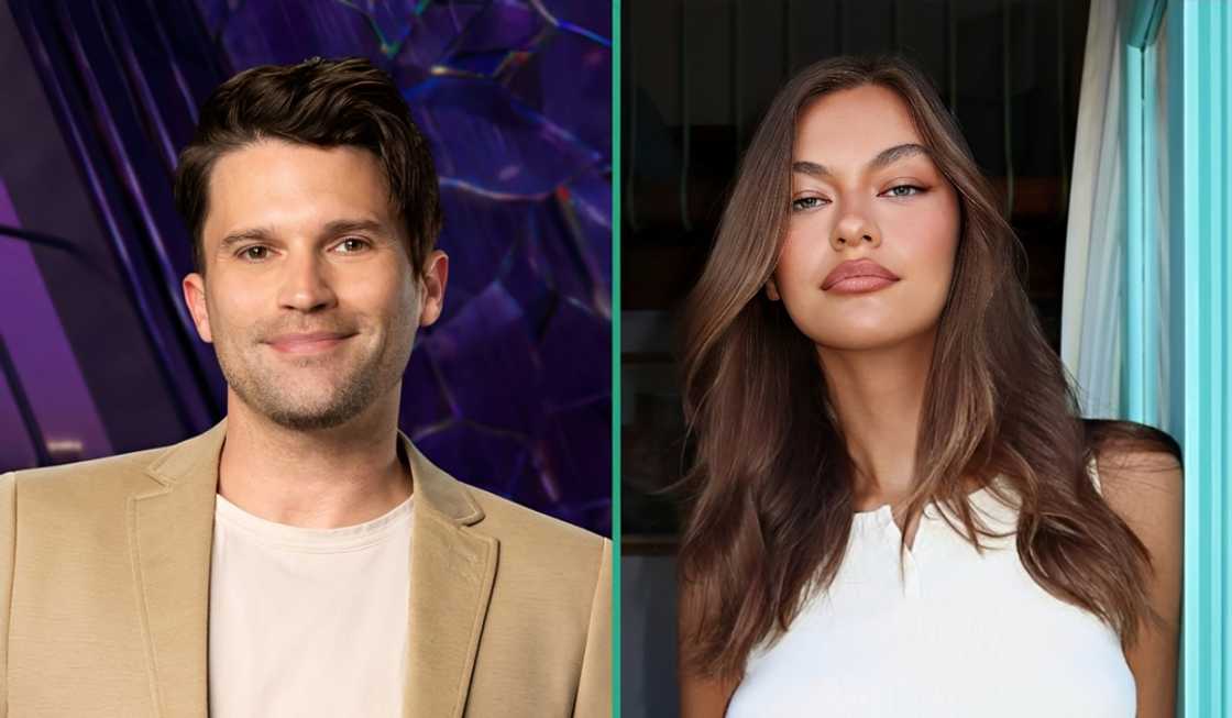 Tom pictured in a press portrait for Season 11 of Vanderpump Rules (L). Kiana Carroll pictured modelling for Mister Zimi (R). Tom pictured in a press portrait for Season 11 of Vanderpump Rules (L). Kiana Carroll pictured modelling for Mister Zimi (R).