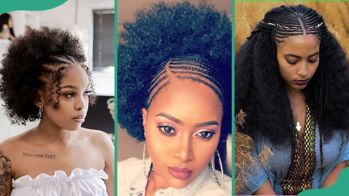 Cornrow braids with natural hair Cornrow braids with natural hair