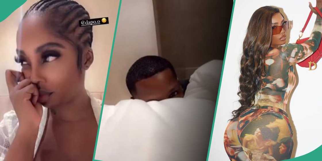 Clips of Tiwa Savage and a mystery man trends