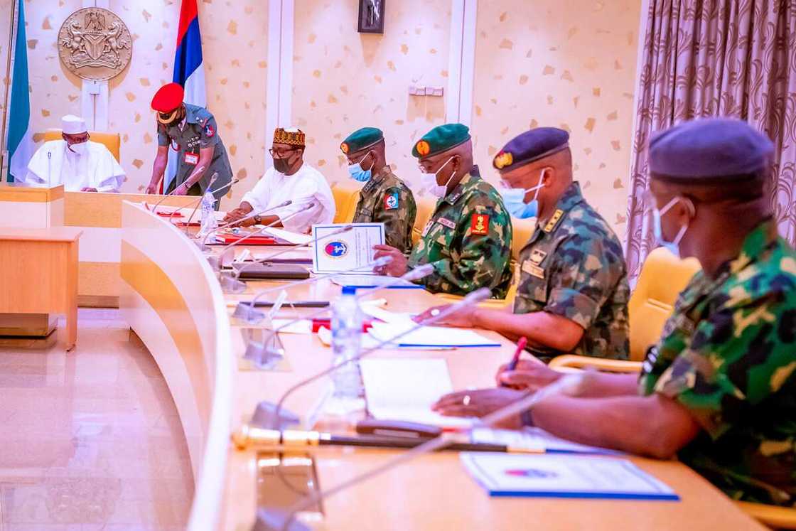 Security chiefs are expected to brief Buhari on the insecurity situation in the country. Security chiefs are expected to brief Buhari on the insecurity situation in the country.