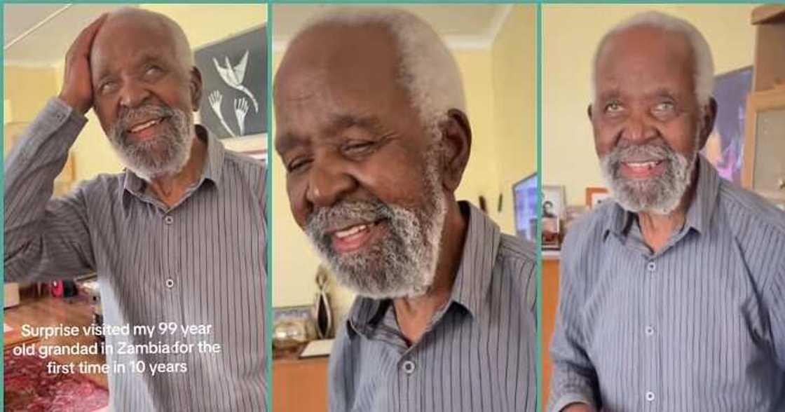 Man surprises grandfather who just turned 99 Man surprises grandfather who just turned 99