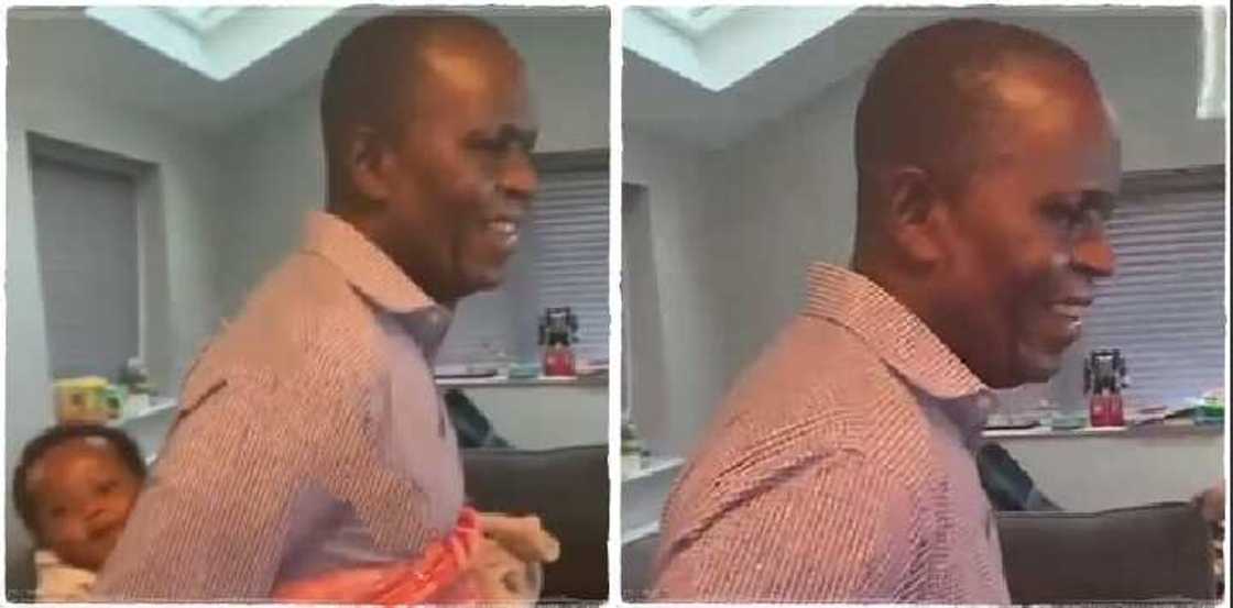A Nigerian man has been seen in a viral Instagram video backing his grandson when he went for Omugwo A Nigerian man has been seen in a viral Instagram video backing his grandson when he went for Omugwo