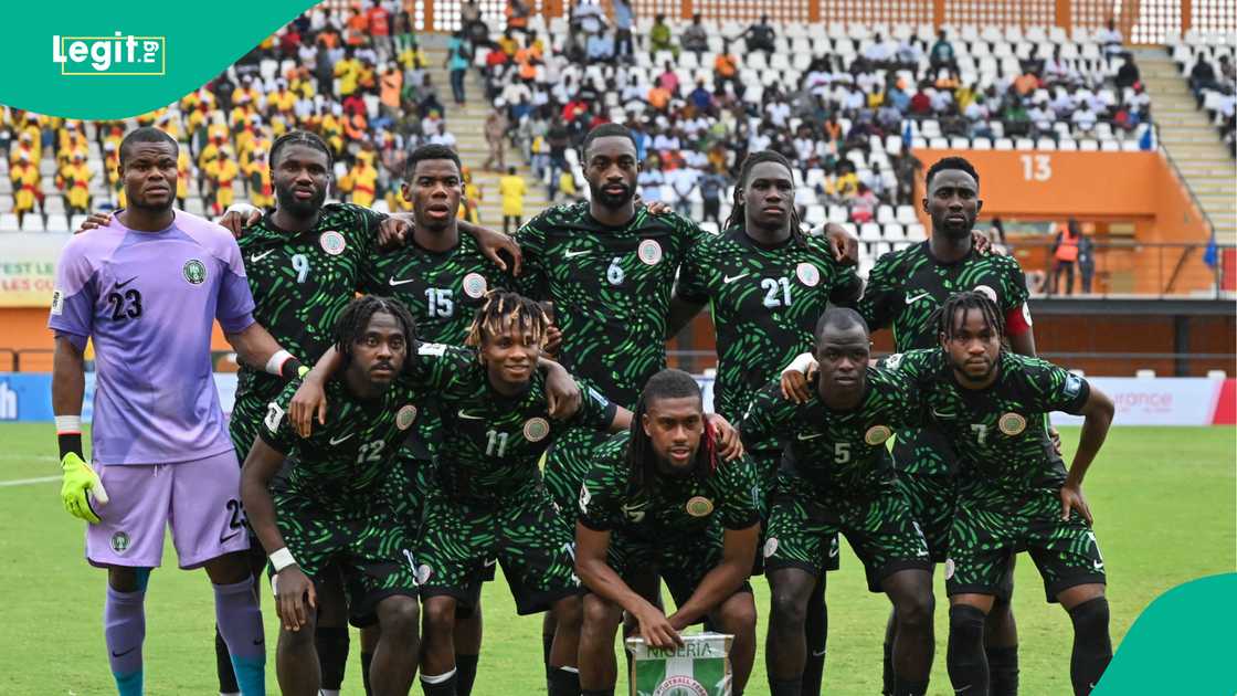 Super Eagles players pose for a group photo ahead of their FIFA World Cup qualifier Super Eagles players pose for a group photo ahead of their FIFA World Cup qualifier