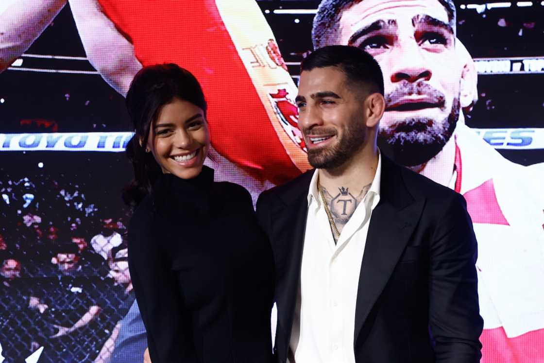 Ilian Topuria with his wife, Giorgina Uzcategui Badell, at Rosewood Villa Magna Hotel