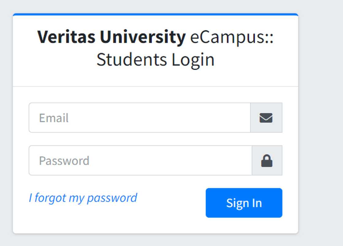 Veritas University portal motion   successful  homepage