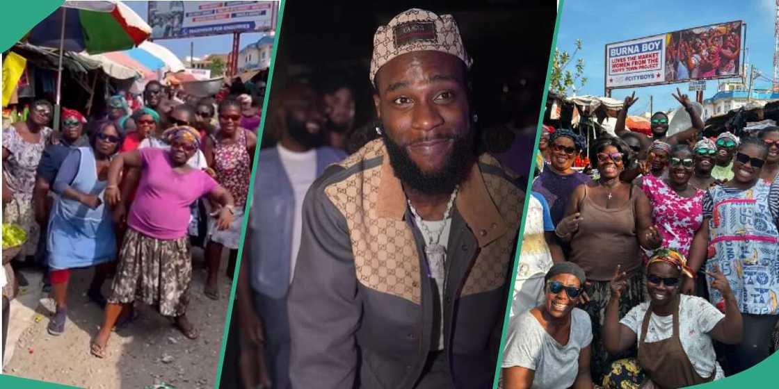 Burna Boy and Mokola Market woman in Ghana.