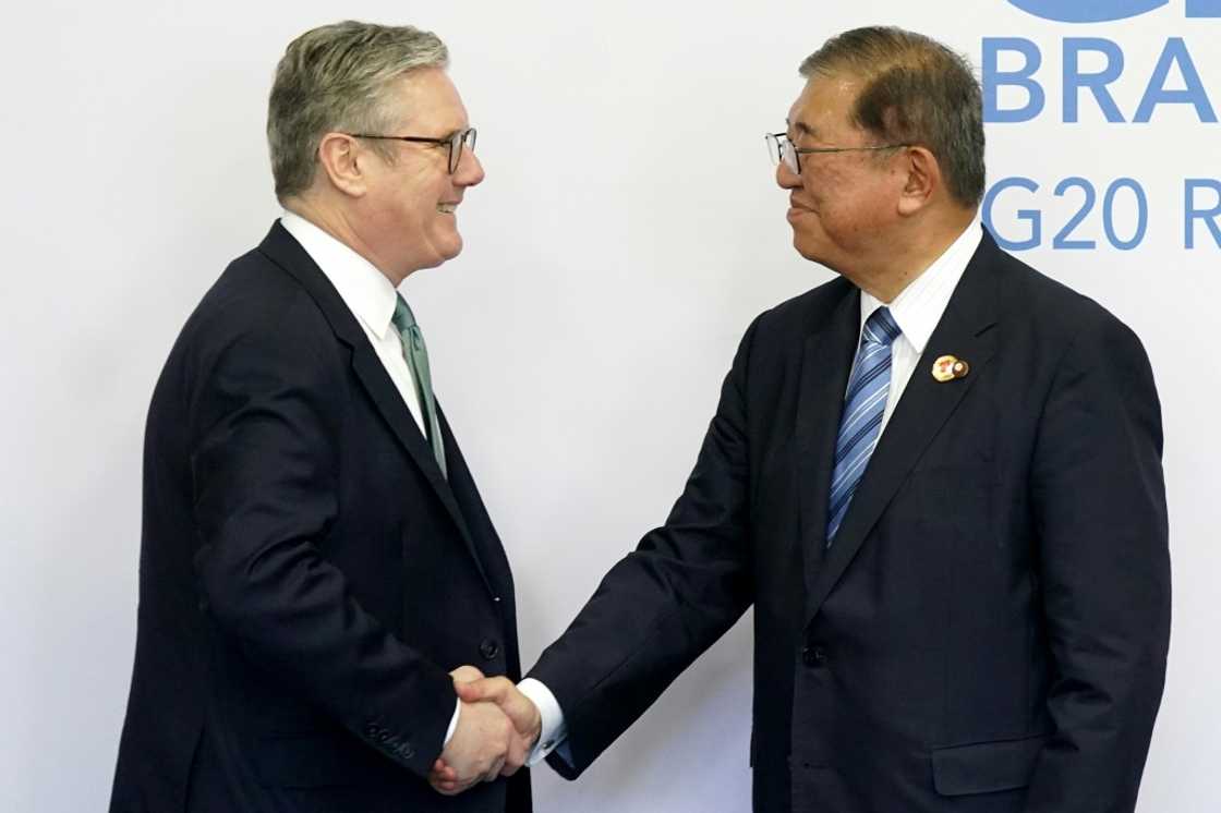 Japan's Prime Minister Shigeru Ishiba (R) and his UK counterpart Keir Starmer voiced a shared interest in achieving economic growth Japan's Prime Minister Shigeru Ishiba (R) and his UK counterpart Keir Starmer voiced a shared interest in achieving economic growth