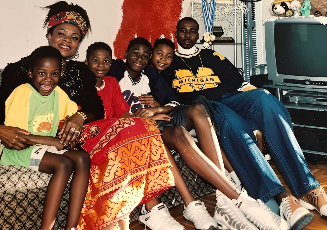 Veronica Antetokounmpo (far left) sits with her sons and husband, Charles Antetokounmpo (far right) Veronica Antetokounmpo (far left) sits with her sons and husband, Charles Antetokounmpo (far right)
