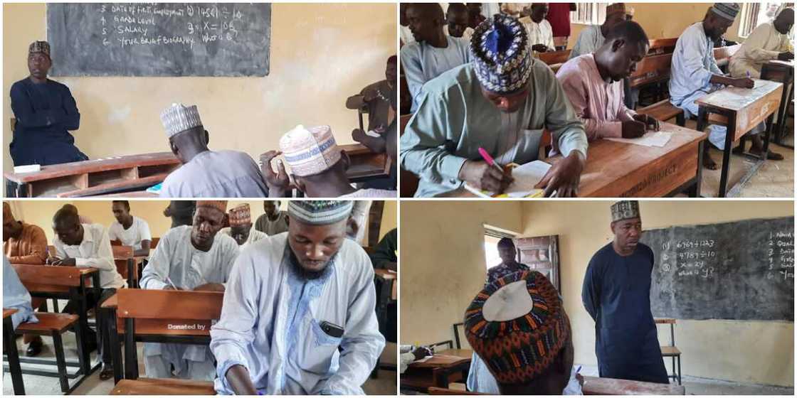 Nigerians react as governor visits school, sets impromptu test for teachers and invigilates them