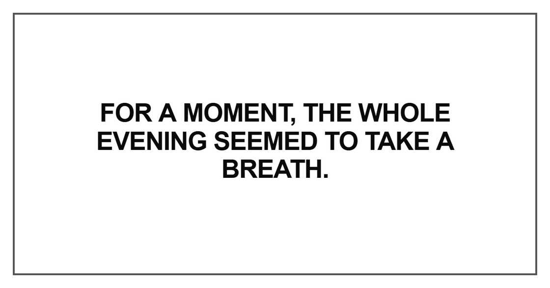 For a moment, the whole evening