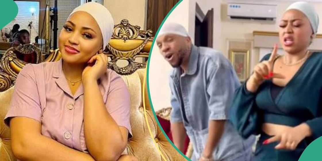 Actors Regina Daniels and Charles Okocha