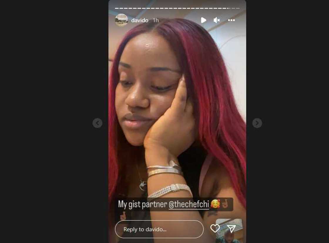 Davido calls Chioma gist partner.