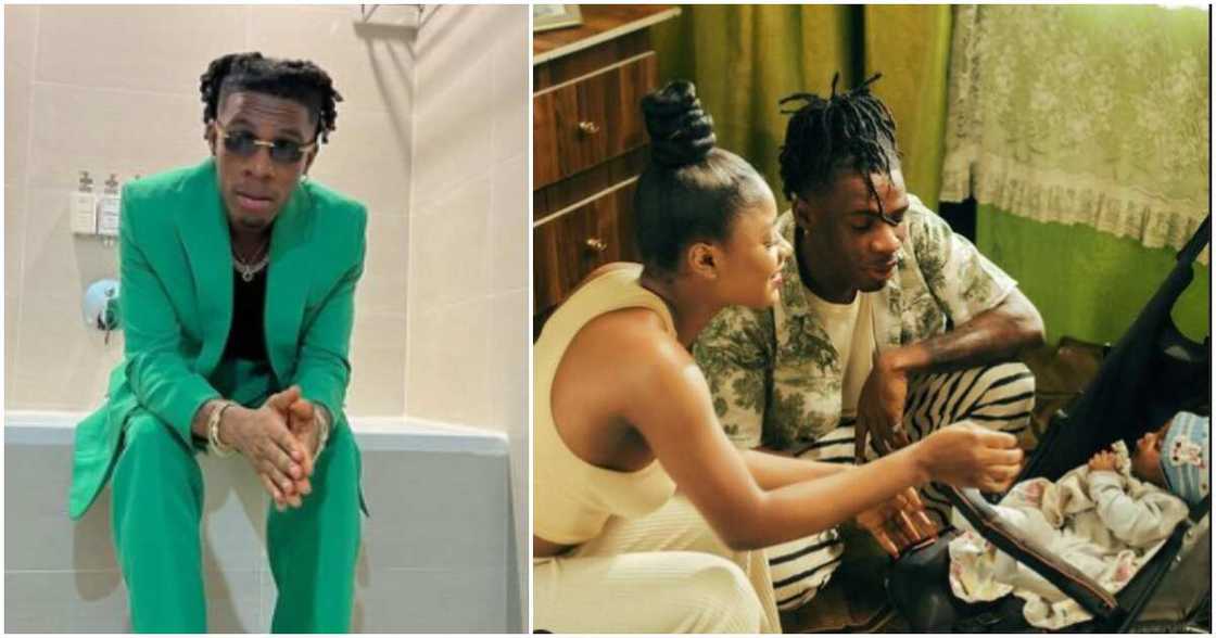 Singer Joeboy with lady and baby Singer Joeboy with lady and baby